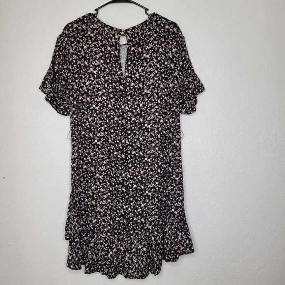 Maurices Floral Navy Blue Flutter Short Sleeve Ruffle Mini Dress Size Medium - Picture 7 of 9